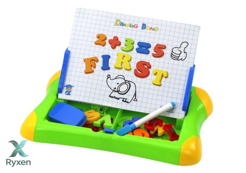 Tablica Edukacyjna Magnetyczna Literki Cyferki Pisak Gąbka LEAN TOYS