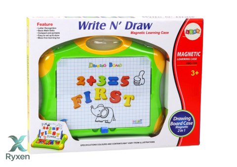 Tablica Edukacyjna Magnetyczna Literki Cyferki Pisak Gąbka LEAN TOYS
