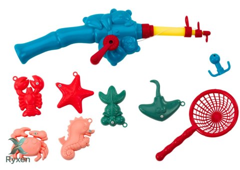Wielofunkcyjny Stolik 4w1 Klocki Łowienie Ryb Rysowanie Niebieski LEAN TOYS