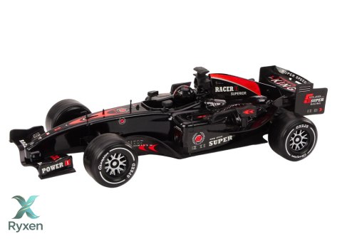 Wyścigówka Samochód Sportowy F1 Z Napędem 1:14 Czarna Dźwięki LEAN TOYS