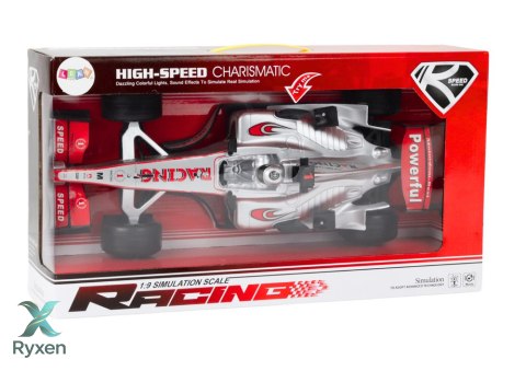Wyścigówka Samochód Sportowy Z Napędem 1:9 Srebrna Dźwięki LEAN TOYS