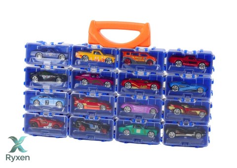 Zestaw Autek Resoraków W Walizce Metalowe 16 Sztuk LEAN TOYS