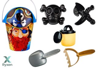 Zestaw Do Piasku Piracki Wiaderko Konewka Sitko Zestaw 6 ele. LEAN TOYS