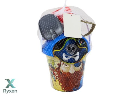 Zestaw Do Piasku Piracki Wiaderko Konewka Sitko Zestaw 6 ele. LEAN TOYS
