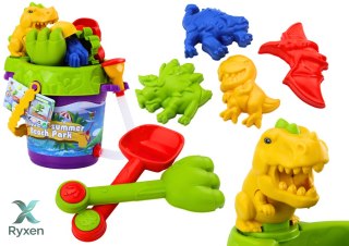 Zestaw Do Piasku Wiaderko Z Prysznicem Konewka i Foremki Dinozaury Zestaw LEAN TOYS