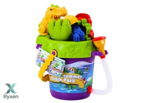 Zestaw Do Piasku Wiaderko Z Prysznicem Konewka i Foremki Dinozaury Zestaw LEAN TOYS