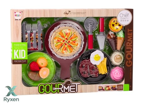 Zestaw Fast Food Owoce Stek Lody Akcesoria Pizza Frytki 26 ele. LEAN TOYS