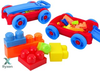 Zestaw Klocków W Wózku Na Kółkach Niebiesko-Czerwony LEAN TOYS