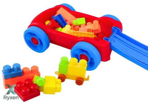 Zestaw Klocków W Wózku Na Kółkach Niebiesko-Czerwony LEAN TOYS