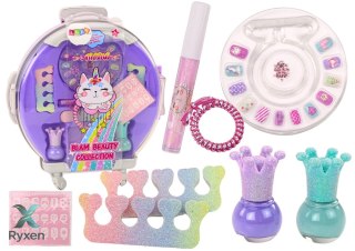 Zestaw Kosmetyków W Walizce Do Paznokci Makijażu Walizka Fioletowa 9 El. LEAN TOYS