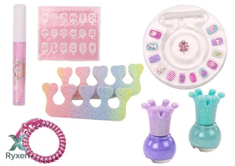 Zestaw Kosmetyków W Walizce Do Paznokci Makijażu Walizka Fioletowa 9 El. LEAN TOYS