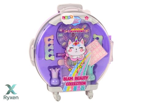 Zestaw Kosmetyków W Walizce Do Paznokci Makijażu Walizka Fioletowa 9 El. LEAN TOYS