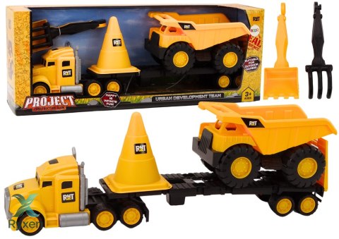 Zestaw Maszyn Budowlanych Ciężarówka Wywrotka Ruchome Żółty LEAN TOYS