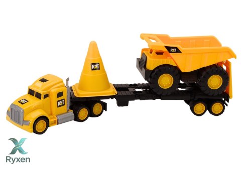 Zestaw Maszyn Budowlanych Ciężarówka Wywrotka Ruchome Żółty LEAN TOYS