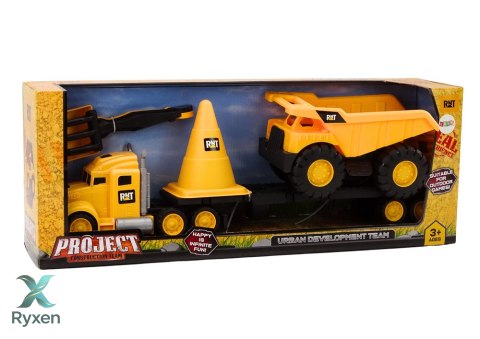 Zestaw Maszyn Budowlanych Ciężarówka Wywrotka Ruchome Żółty LEAN TOYS