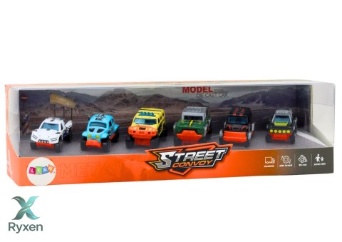 Zestaw Metalowych Autek Terenowych 1:64 6 sztuk LEAN TOYS