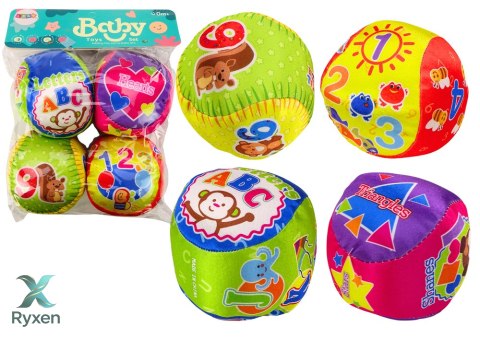 Zestaw Miękkie Piłeczki Kolorowe Edukacyjne Grzechotka Piłki 4szt. LEAN TOYS