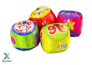 Zestaw Miękkie Piłeczki Kolorowe Edukacyjne Grzechotka Piłki 4szt. LEAN TOYS