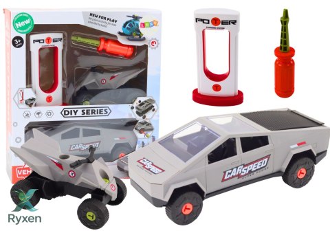 Zestaw Nowoczesne Auto z Quadem Do Rozkręcania DIY Szary LEAN TOYS