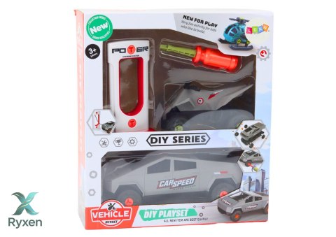 Zestaw Nowoczesne Auto z Quadem Do Rozkręcania DIY Szary LEAN TOYS
