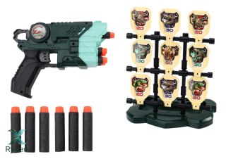 Zestaw Pistolet Z Tarczą Strzałki Piankowe Dinozaury Zielony LEAN TOYS