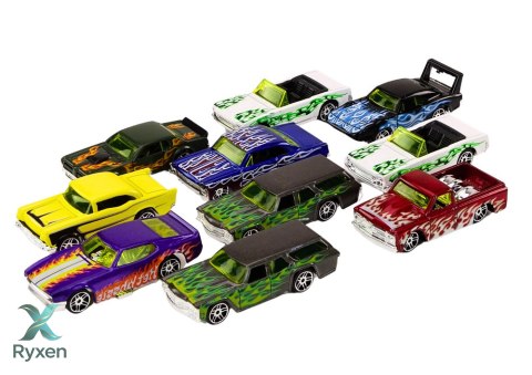 Zestaw Resoraków Autka 1:64 Metalowe 10 Sztuk LEAN TOYS