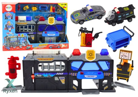 Zestaw Rozkładany Tor Garaż W Walizce Policja Światła I Dźwięki LEAN TOYS