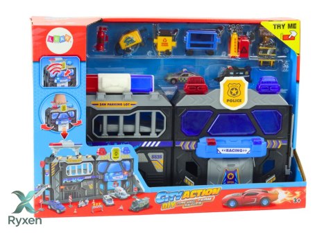 Zestaw Rozkładany Tor Garaż W Walizce Policja Światła I Dźwięki LEAN TOYS