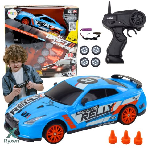 Autko Sportowe Zdalnie Sterowane R/C 1:24 Niebieski Wymienne Koła LEAN TOYS