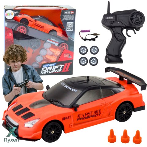 Autko Sportowe Zdalnie Sterowane R/C 1:24 Pomarańczowe Wymienne Koła LEAN TOYS