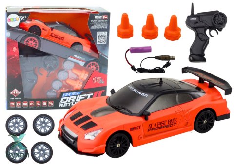 Autko Sportowe Zdalnie Sterowane R/C 1:24 Pomarańczowe Wymienne Koła LEAN TOYS