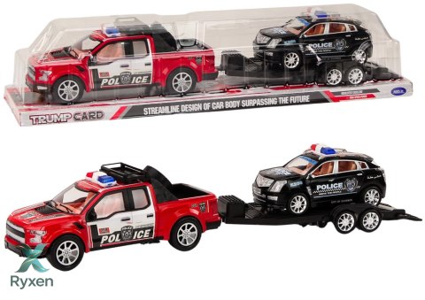 Auto Pickup Policyjne Z Lawetą Naczepą Auto Terenowe Zestaw Policja LEAN TOYS