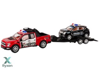 Auto Pickup Policyjne Z Lawetą Naczepą Auto Terenowe Zestaw Policja LEAN TOYS