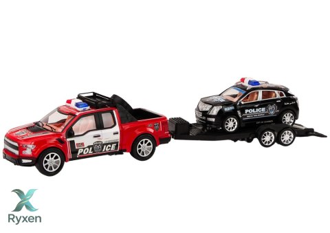 Auto Pickup Policyjne Z Lawetą Naczepą Auto Terenowe Zestaw Policja LEAN TOYS