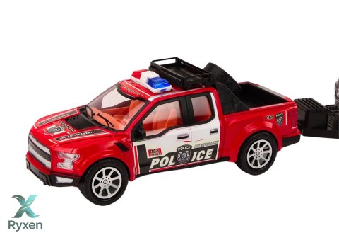Auto Pickup Policyjne Z Lawetą Naczepą Auto Terenowe Zestaw Policja LEAN TOYS