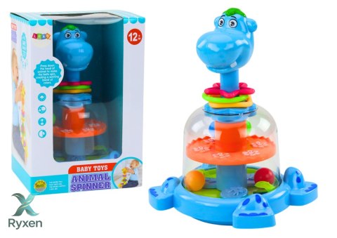 Bączek Z Kulkami Hipopotam Dla Niemowląt Niebieski LEAN TOYS