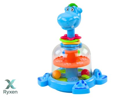 Bączek Z Kulkami Hipopotam Dla Niemowląt Niebieski LEAN TOYS