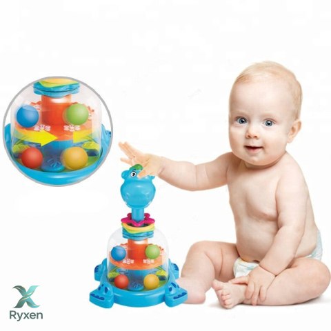 Bączek Z Kulkami Hipopotam Dla Niemowląt Niebieski LEAN TOYS