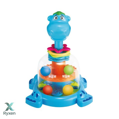 Bączek Z Kulkami Hipopotam Dla Niemowląt Niebieski LEAN TOYS