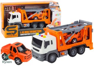 Ciężarówka Laweta Multifunkcyjna Światła i Dźwięki 1:16 Pomarańczowa Autko LEAN TOYS
