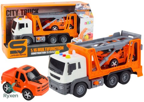 Ciężarówka Laweta Multifunkcyjna Światła i Dźwięki 1:16 Pomarańczowa Autko LEAN TOYS