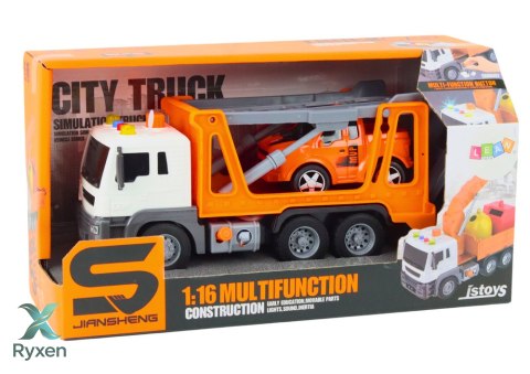 Ciężarówka Laweta Multifunkcyjna Światła i Dźwięki 1:16 Pomarańczowa Autko LEAN TOYS