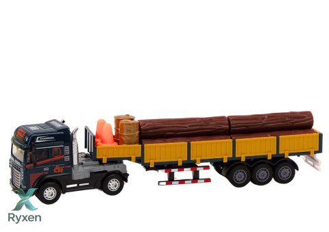 Ciężarówka Z Drewnem Niebieska Tir Przyczepa 1:24 Bale Dźwięki Światła LEAN TOYS