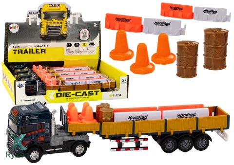 Ciężarówka Z Przyczepą Niebieska 1:24 TIR Auto Ciężarowe Akcesoria Dźwięki LEAN TOYS