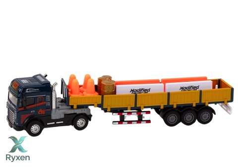 Ciężarówka Z Przyczepą Niebieska 1:24 TIR Auto Ciężarowe Akcesoria Dźwięki LEAN TOYS