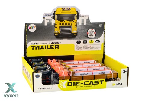 Ciężarówka Z Przyczepą Niebieska 1:24 TIR Auto Ciężarowe Akcesoria Dźwięki LEAN TOYS