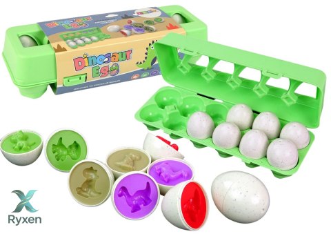 Edukacyjny Zestaw Jajek Sorter Dinozaury Układanka 12 Sztuk LEAN TOYS