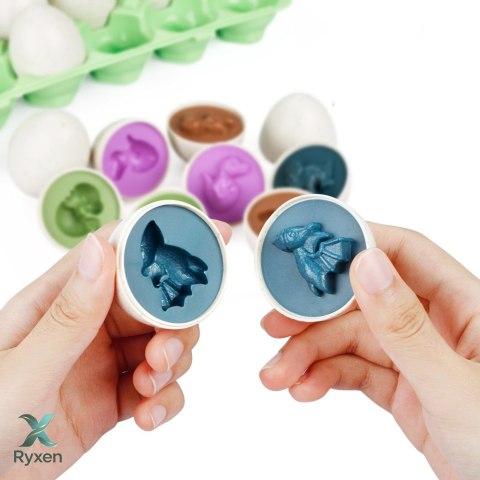 Edukacyjny Zestaw Jajek Sorter Dinozaury Układanka 12 Sztuk LEAN TOYS