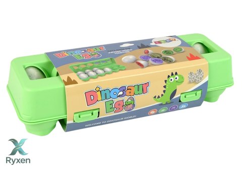 Edukacyjny Zestaw Jajek Sorter Dinozaury Układanka 12 Sztuk LEAN TOYS