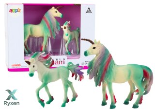 Figurki Kolekcjonerskie Jednorożec z Małym Zielony 2 El LEAN TOYS